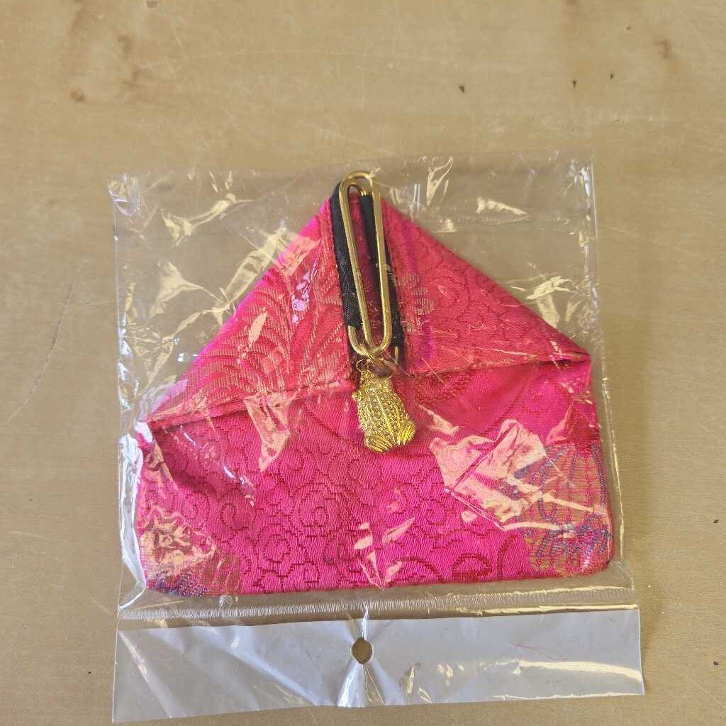 Pink & Gold With Frog Button Change Pouch