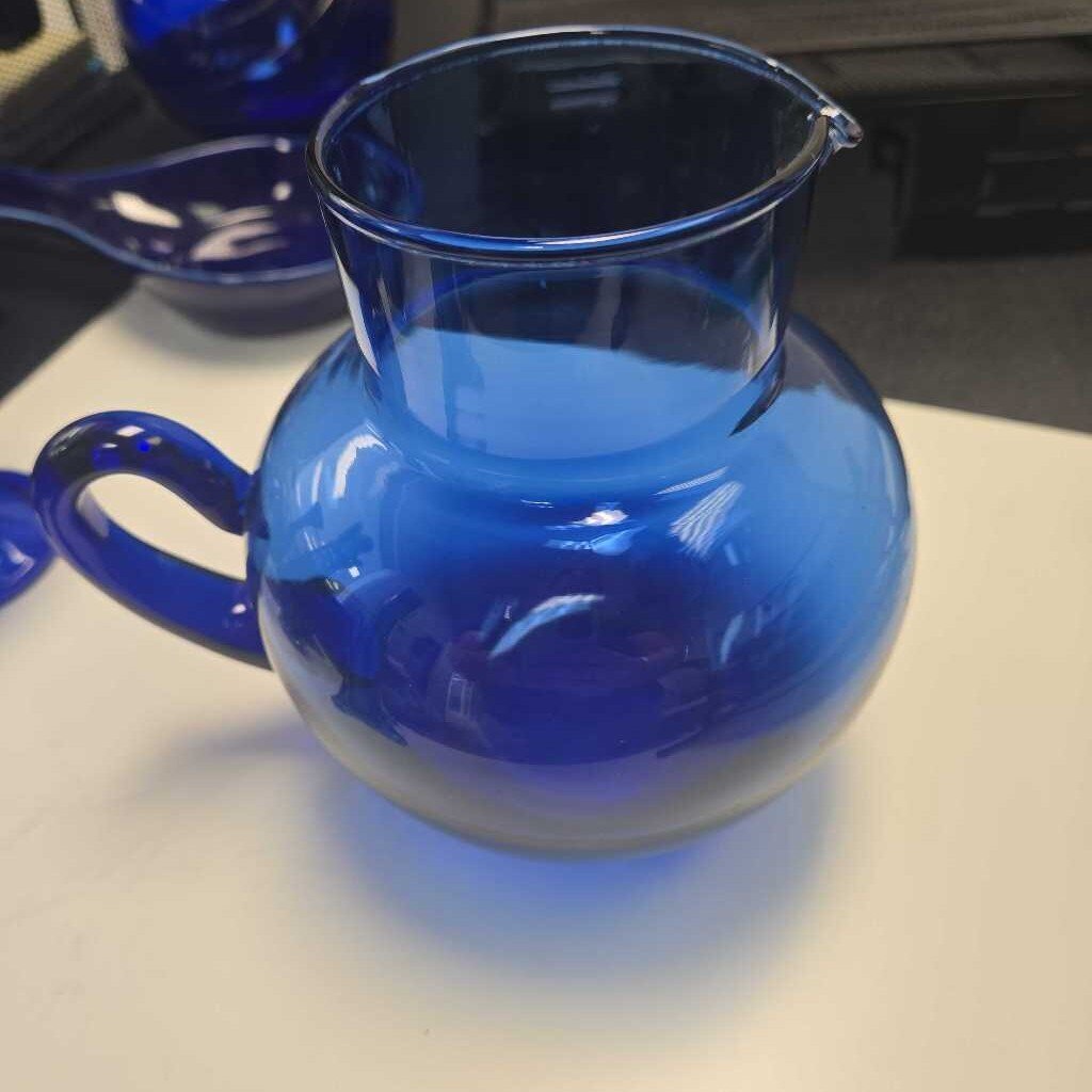 Blue Glass Pitcher
