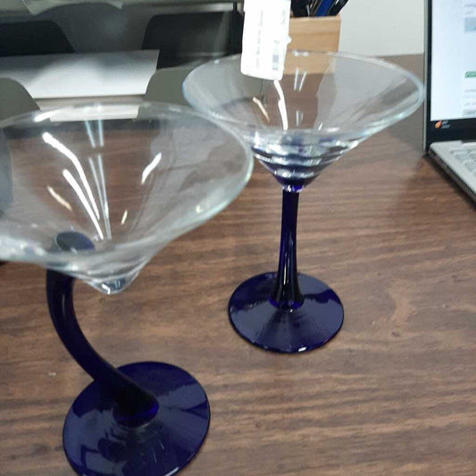 4 Cobalt Blue Martini Glasses