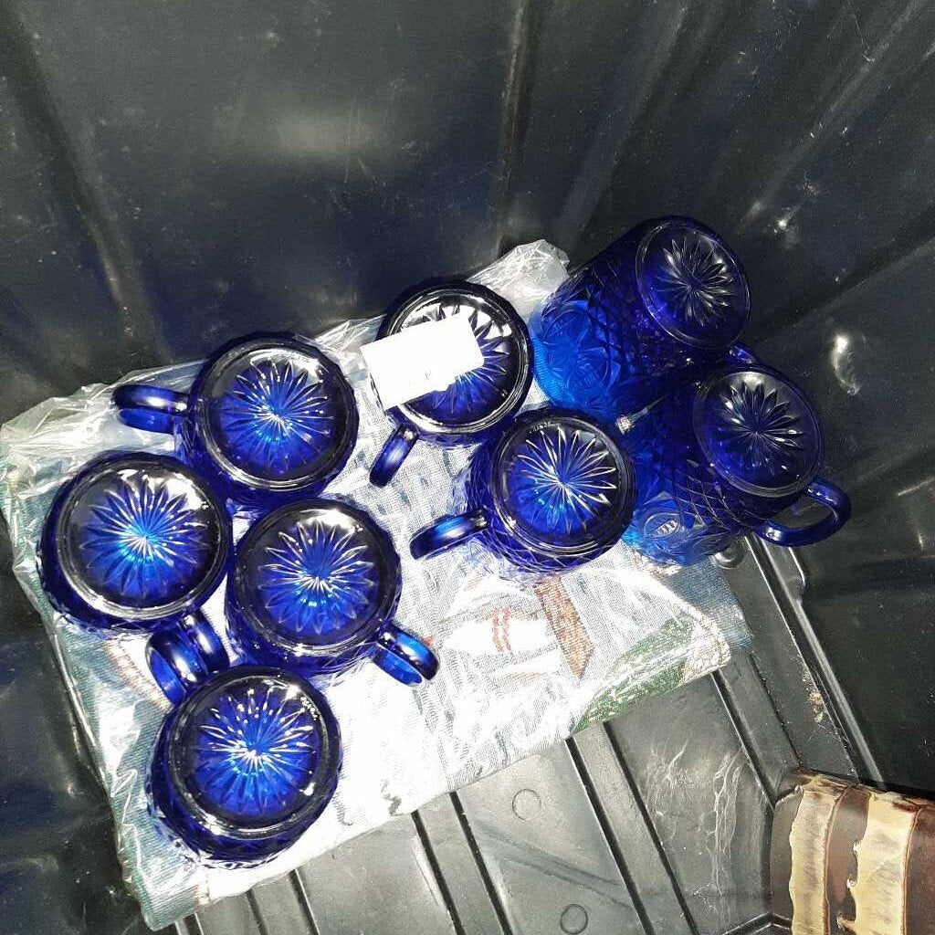 8 Cobalt Blue Mugs