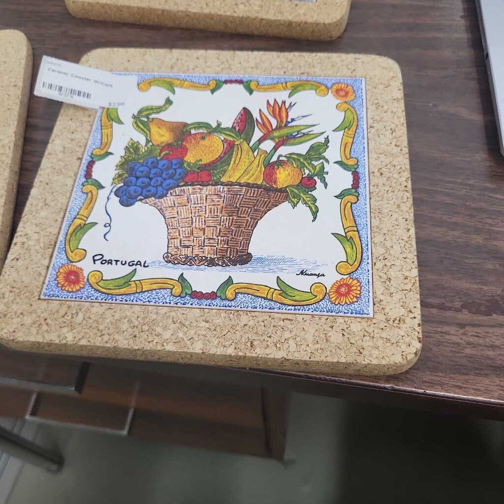 Ceramic Coaster W/Cork