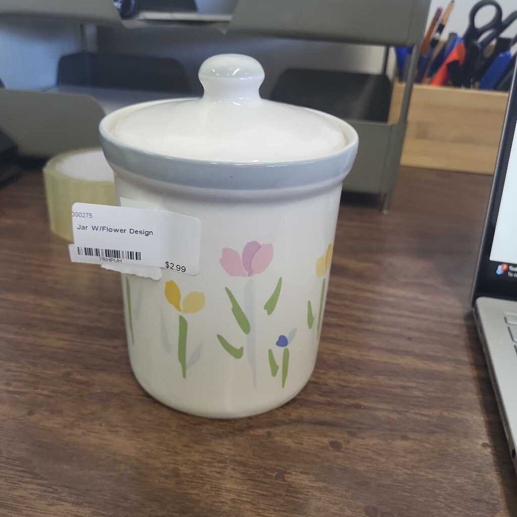 Jar W/Flower Design