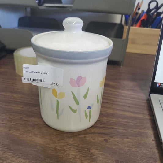 Jar W/Flower Design