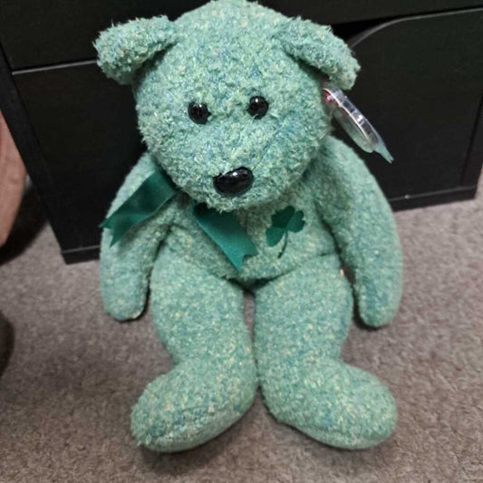 TY Green Teddy Bear Shamrock