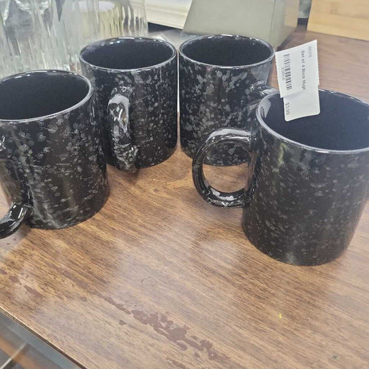 Set of 4 Black Mugs
