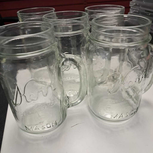 Set Of 7 Kerr Canning Jar Glasses W/Handles