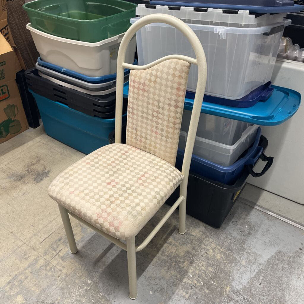 Checkered Beige Dining Chair
