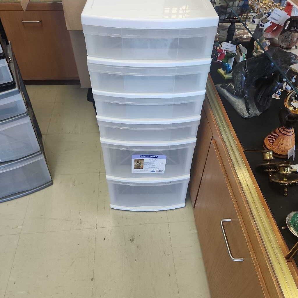 6 Drawer White Storage Bin