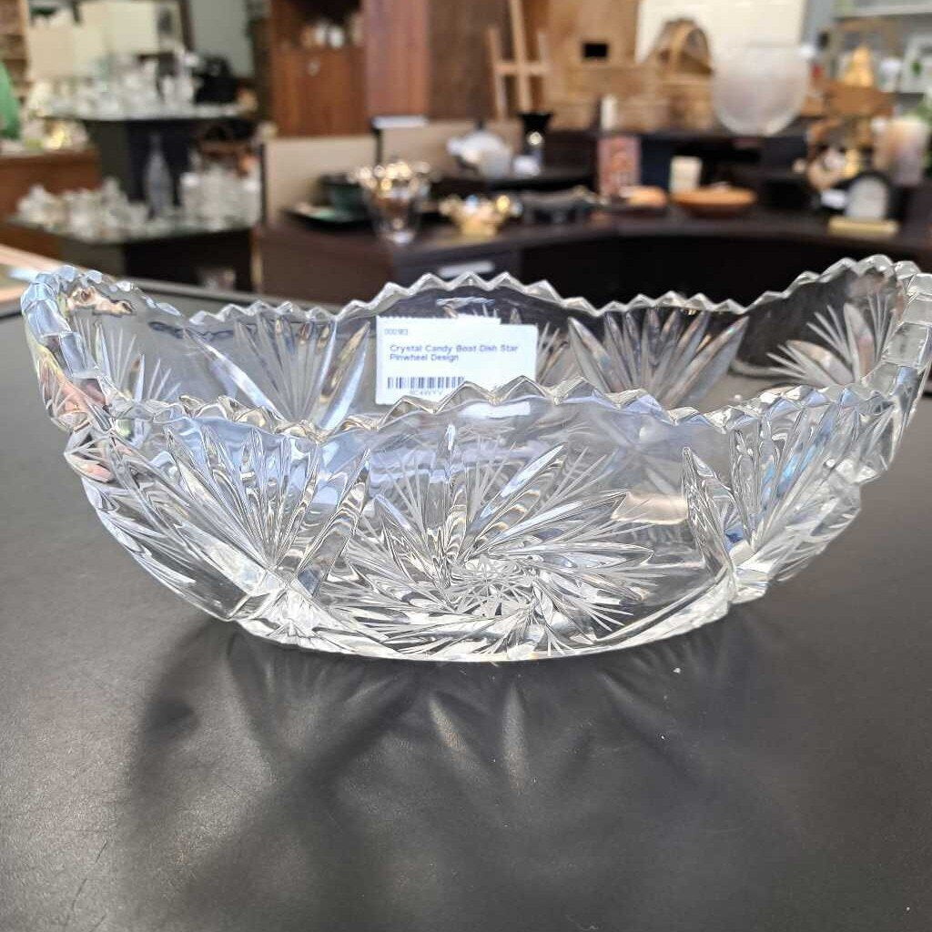 Crystal Candy Boat Dish Star Pinwheel Design