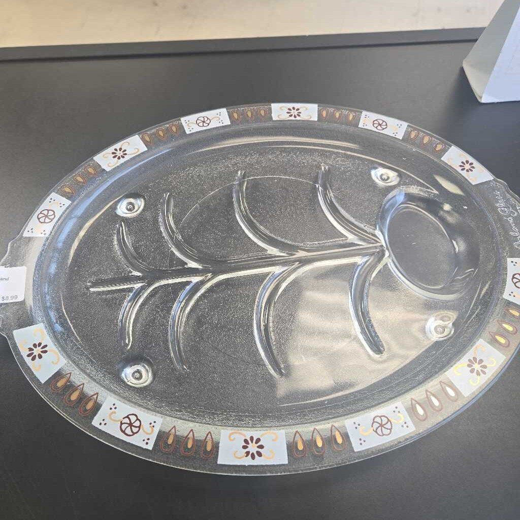Mid-Century Modern Inland Glass Meat Platter