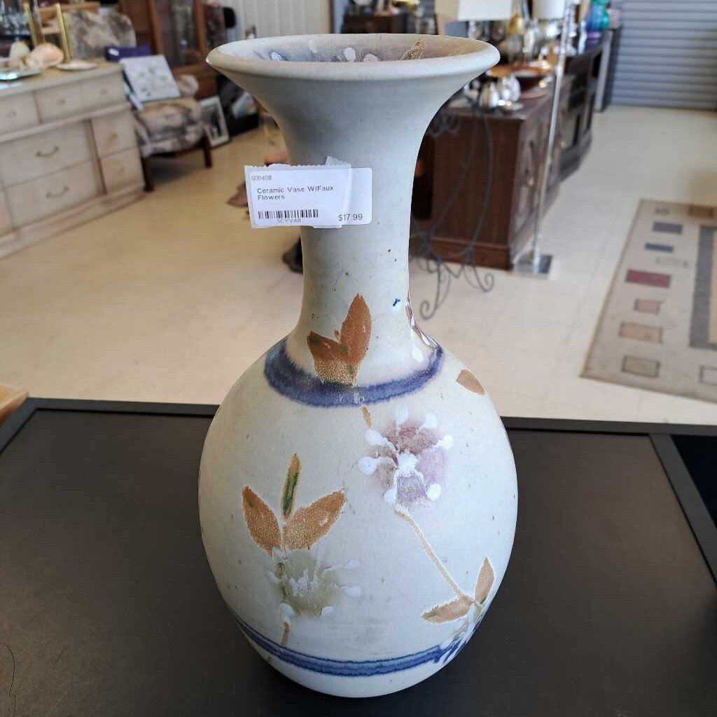 Ceramic Vase W/Faux Flowers
