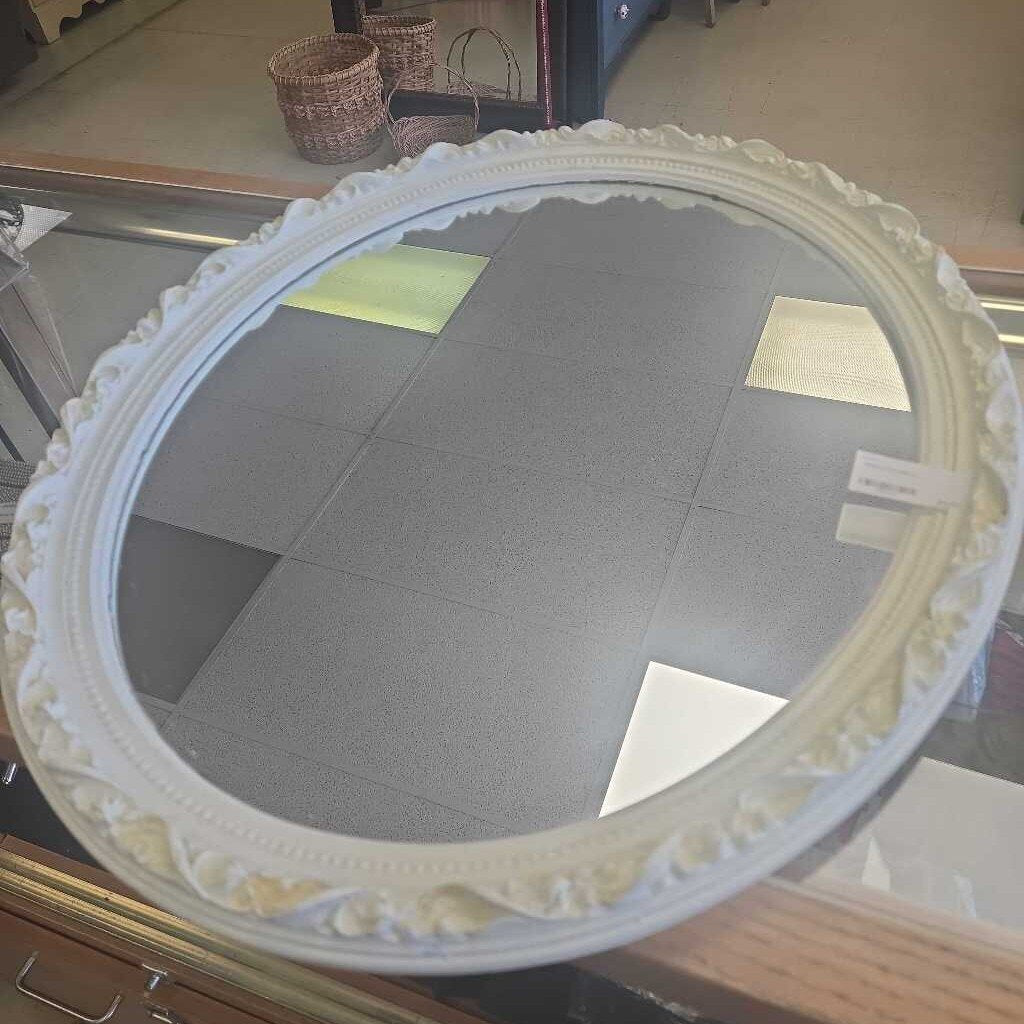White Oval Mirror