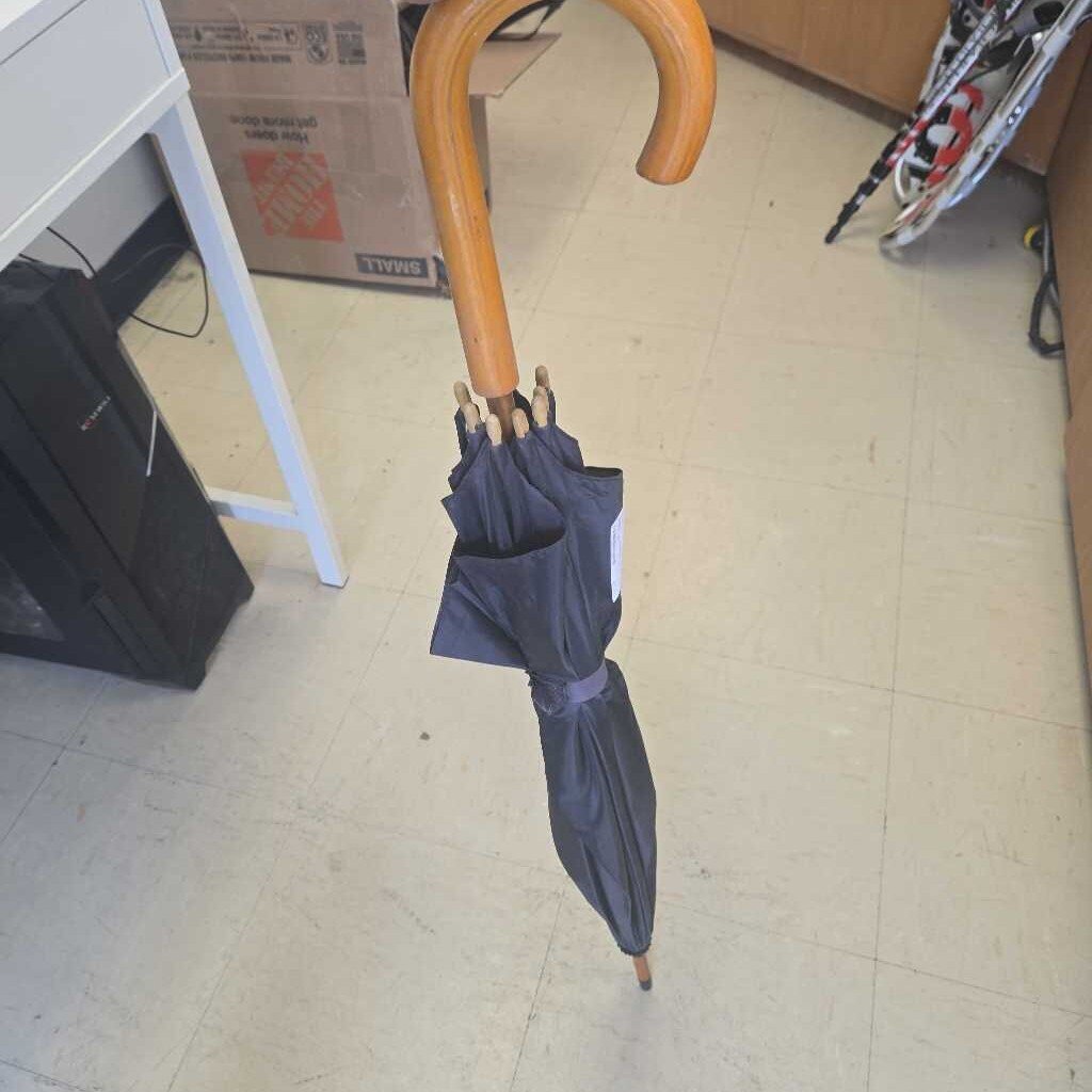 Black Umbrella With Wood Handle
