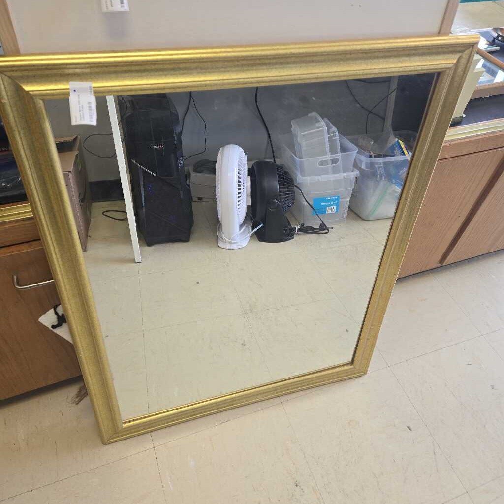 Square Mirror With Gold Colored Frame