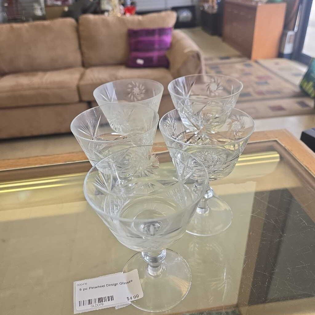 5 pc Pinwheel Design Glasses