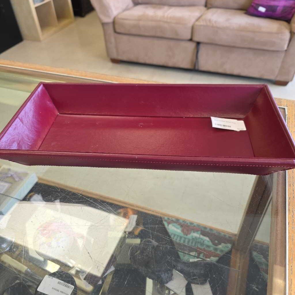 Red Leather Decor Tray