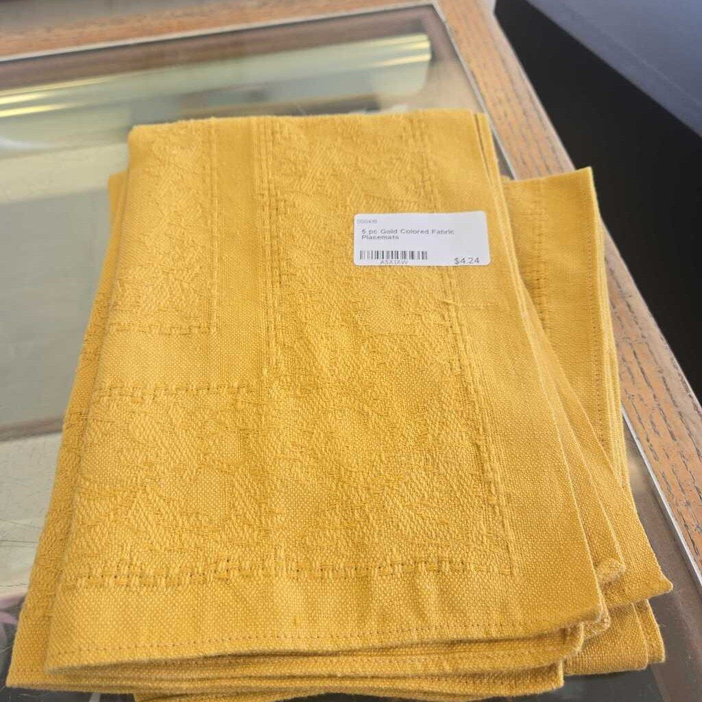 5 pc Gold Colored Fabric Placemats