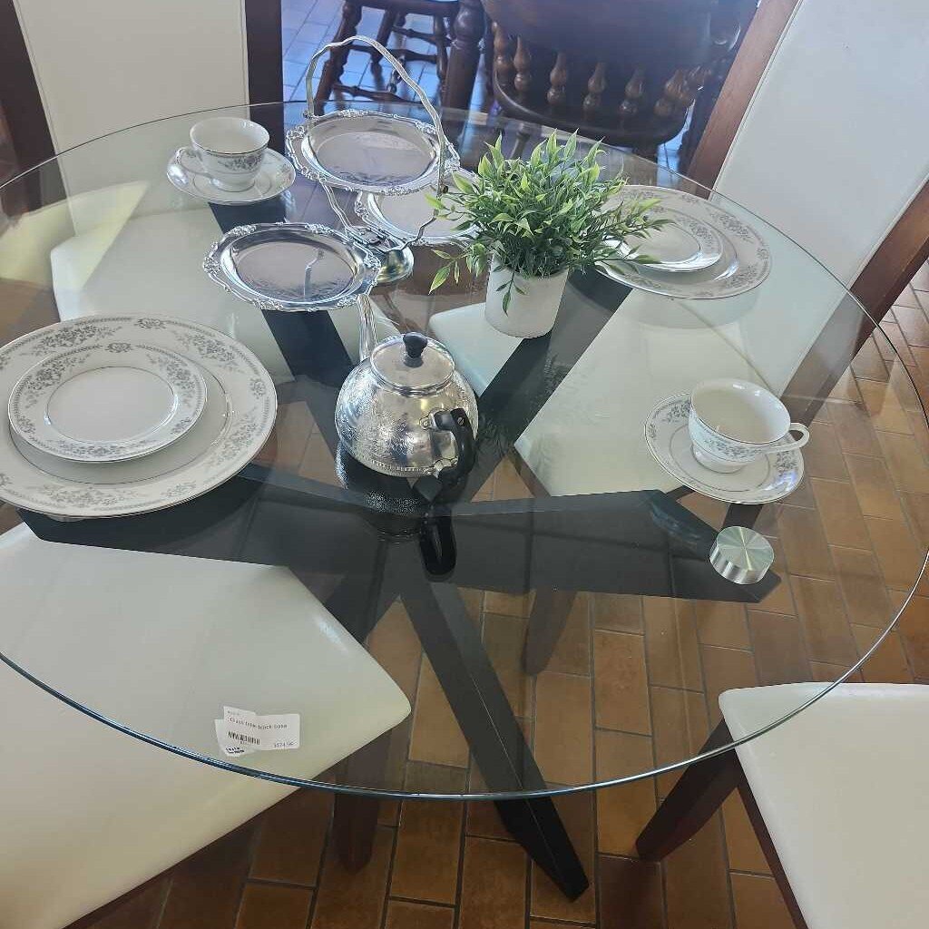 Glass table black base