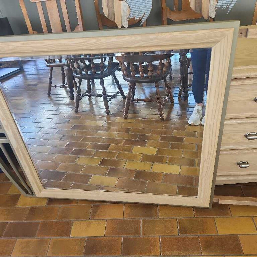 Danish Oak Hutch Dresser with Mirror