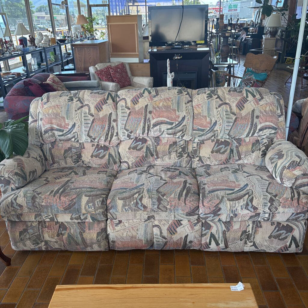 Patterned Dual Recliner Couch