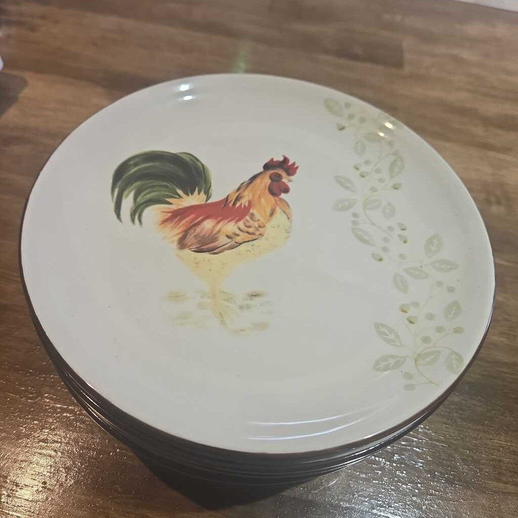 Set Of 6 Rooster Saucers