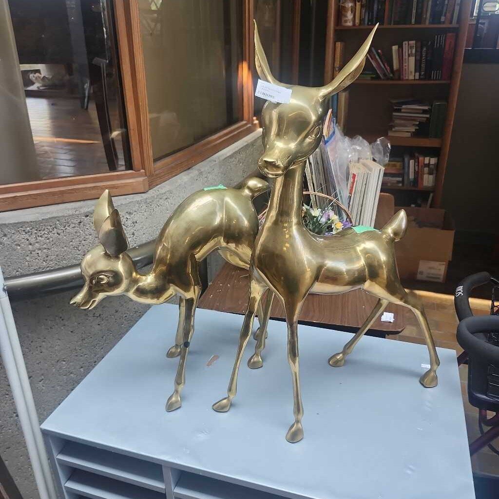 Set Of Brass Deer Figurines