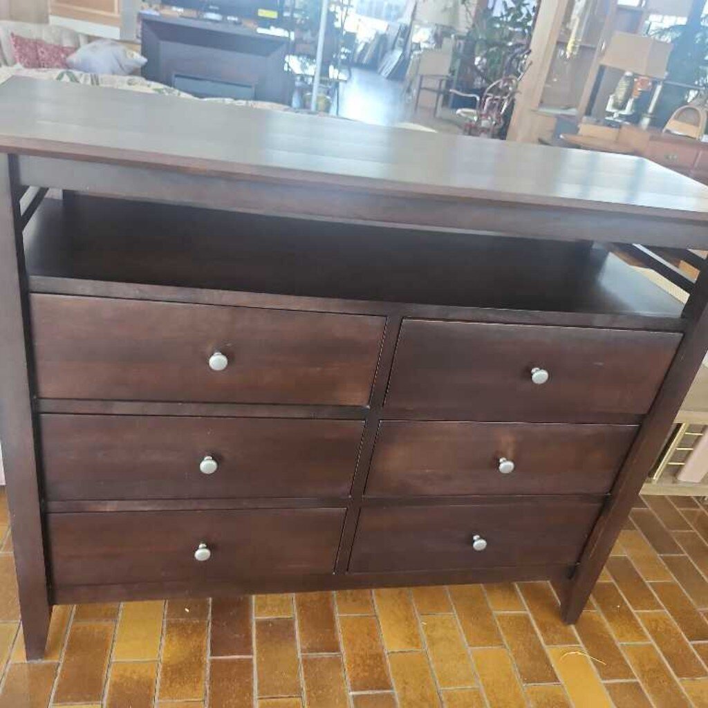 6 Drawer Espresso Dark Wood Dresser