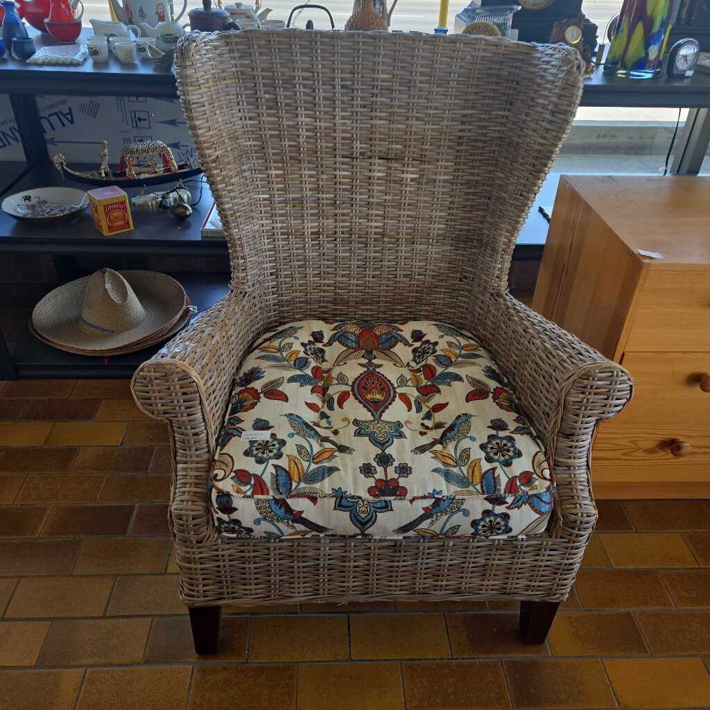 Hand Woven Wicker Wingback Chair