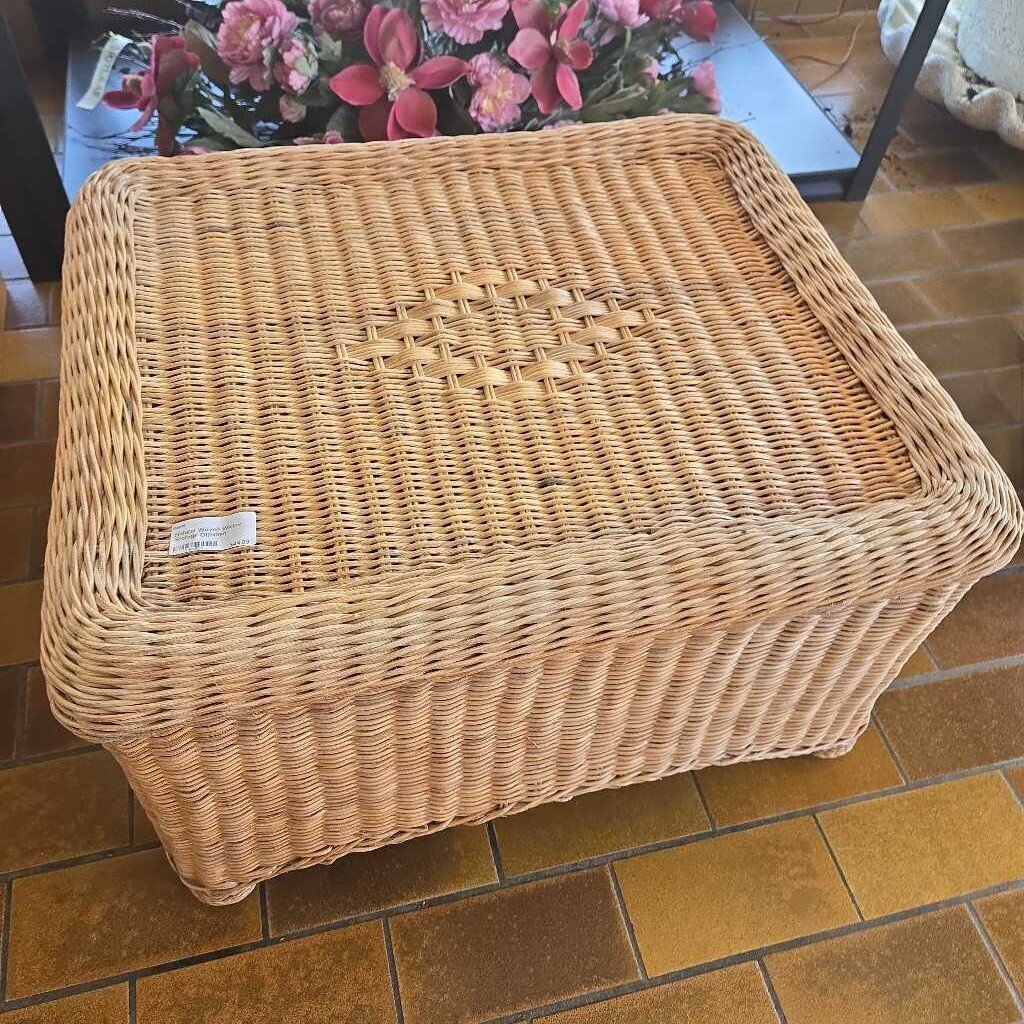 Natural Woven Wicker Ottoman