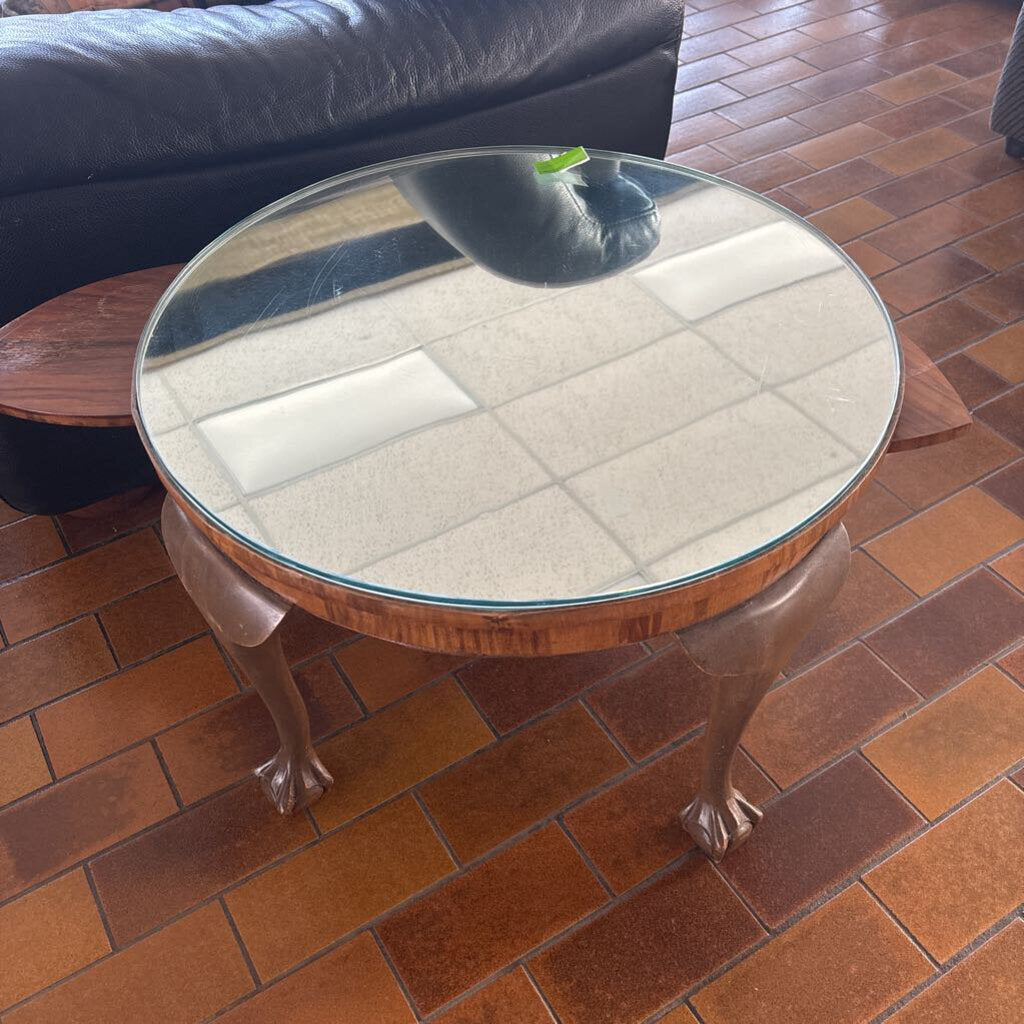 Round Mirror Clawfoot Table