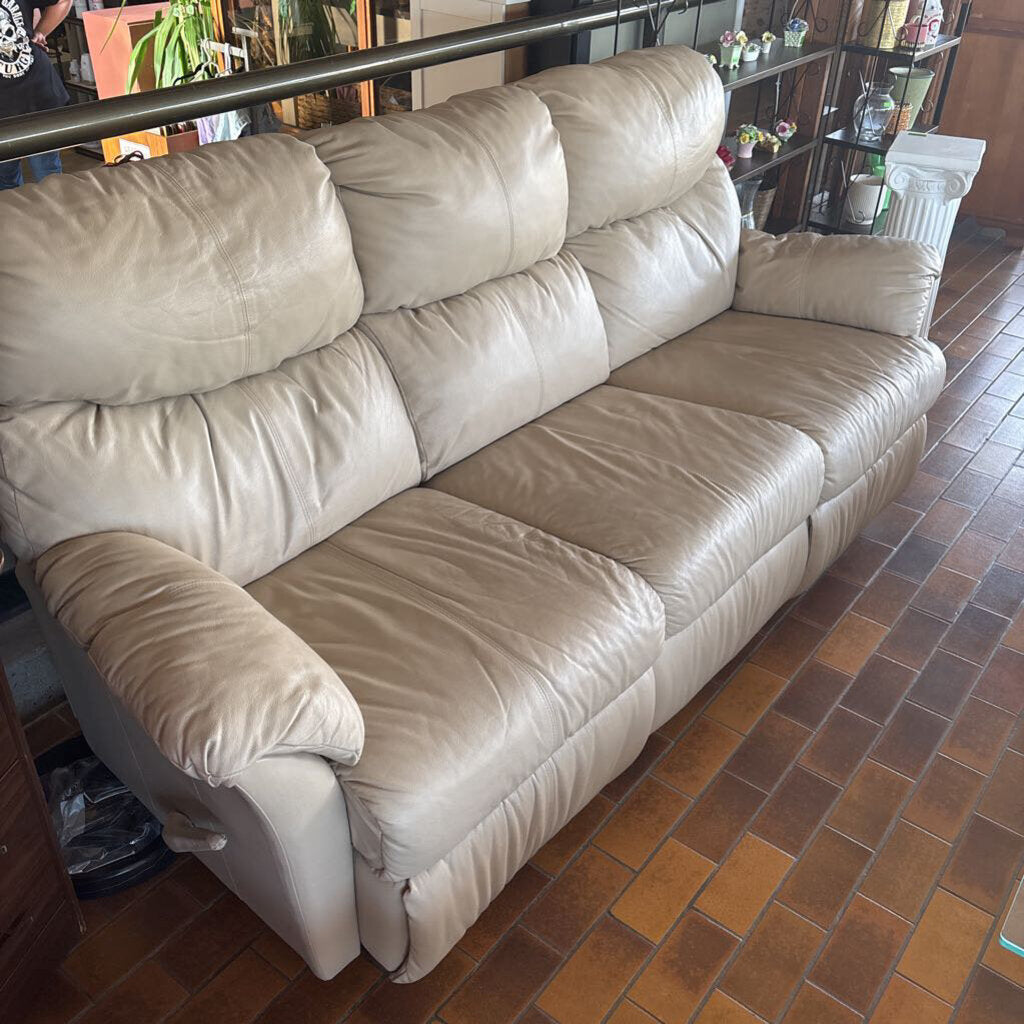 Elran Genuine Leather Recliner Couch - Cream
