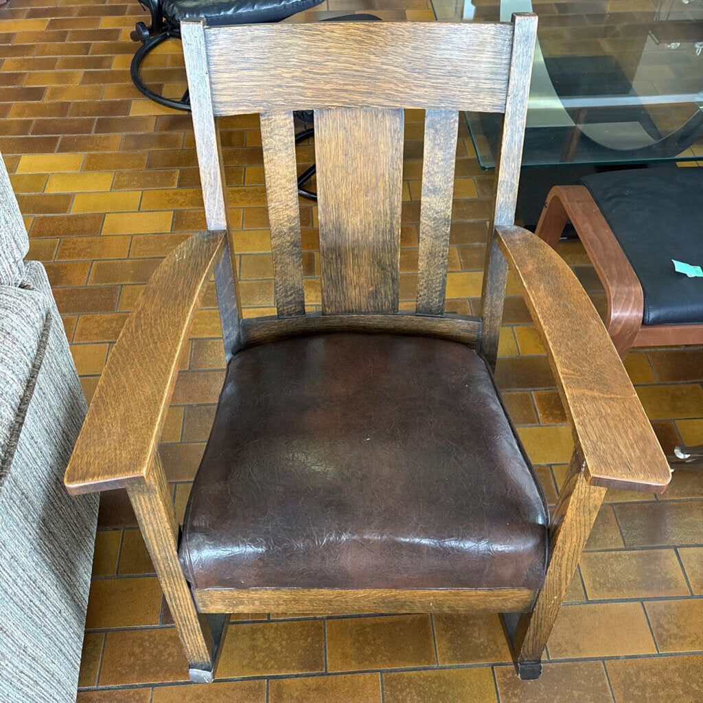 Oak Leather Rocker