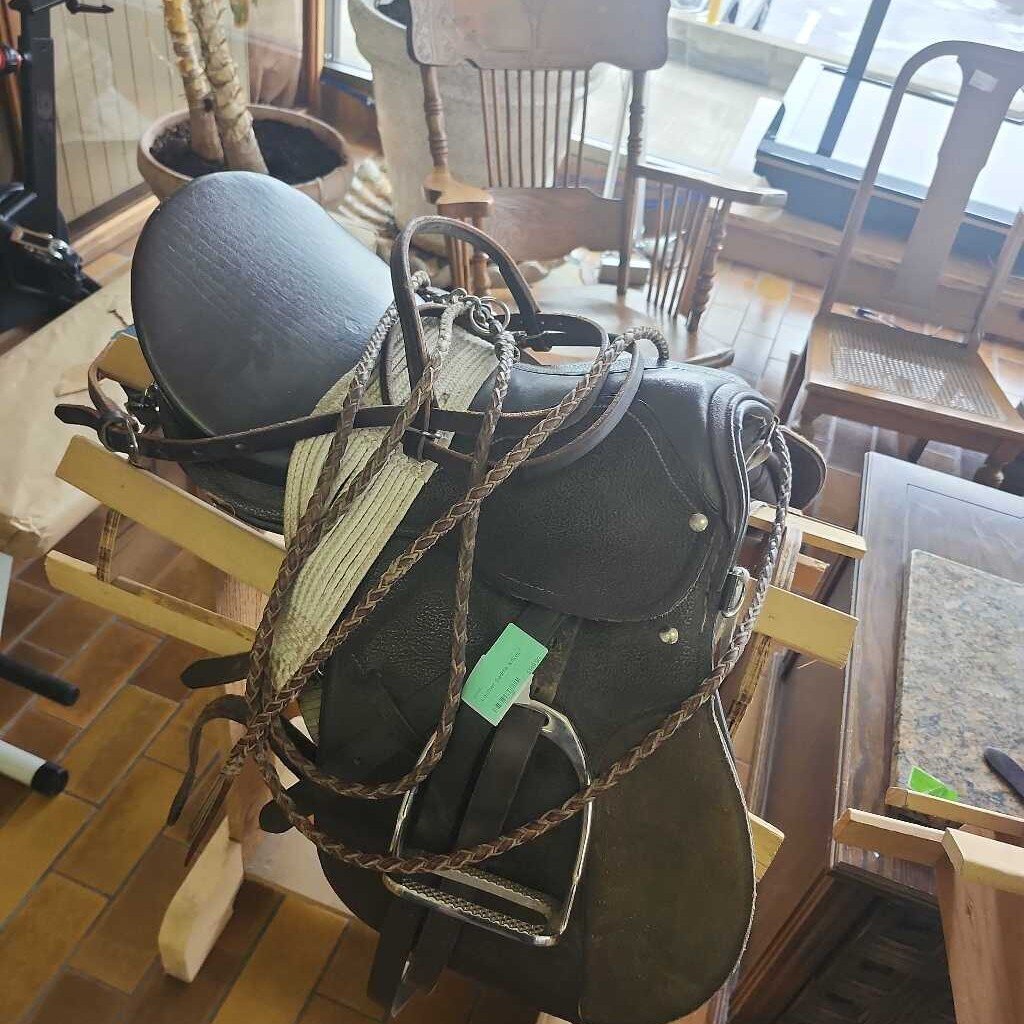 Leather Saddle w/Reins