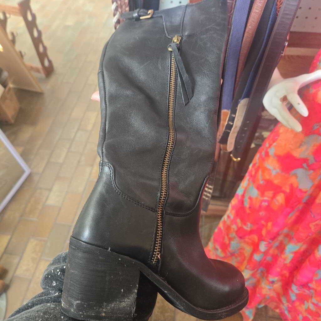 S 7 1/2 Leather Thigh High Boots