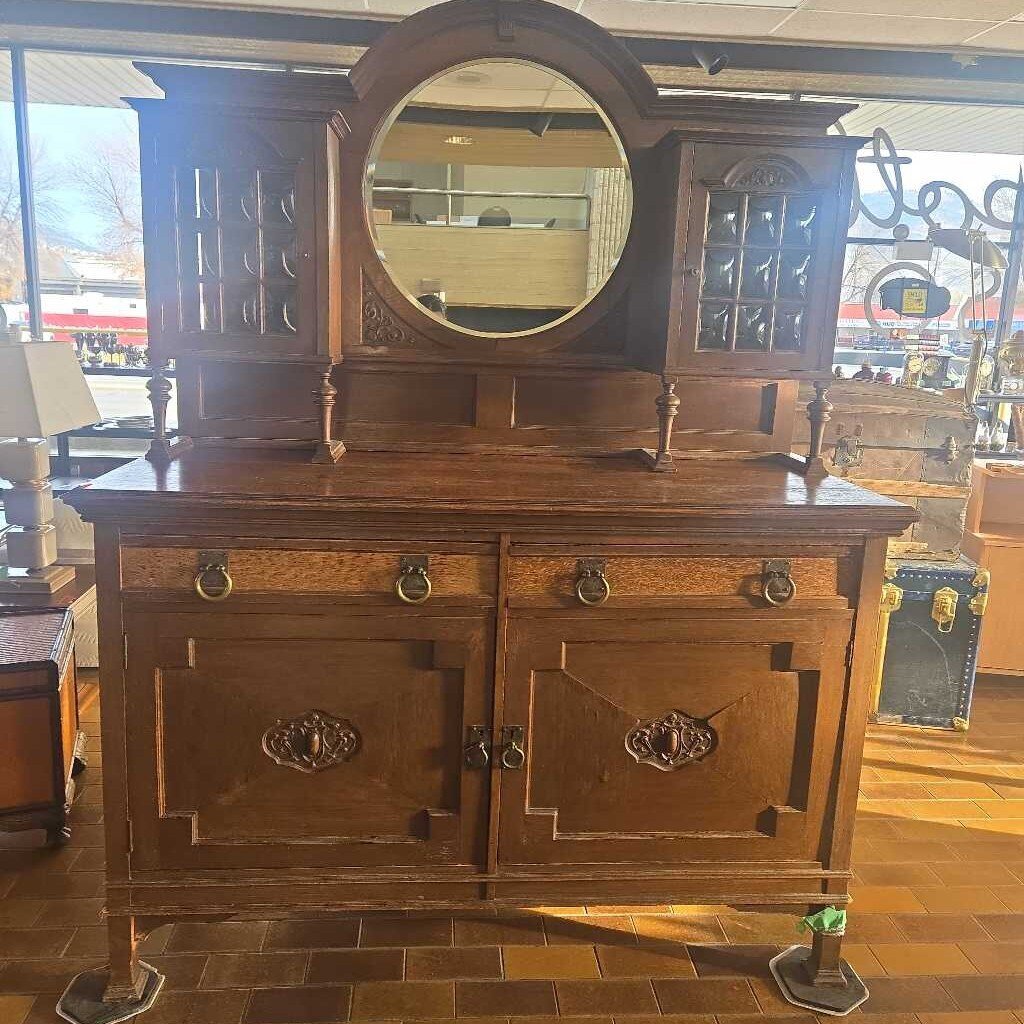 Wooden Chest/Sideboard Mirrored Hutch