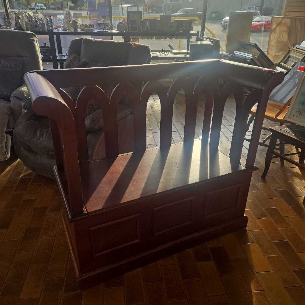 Gothic-Style Wooden Storage Bench