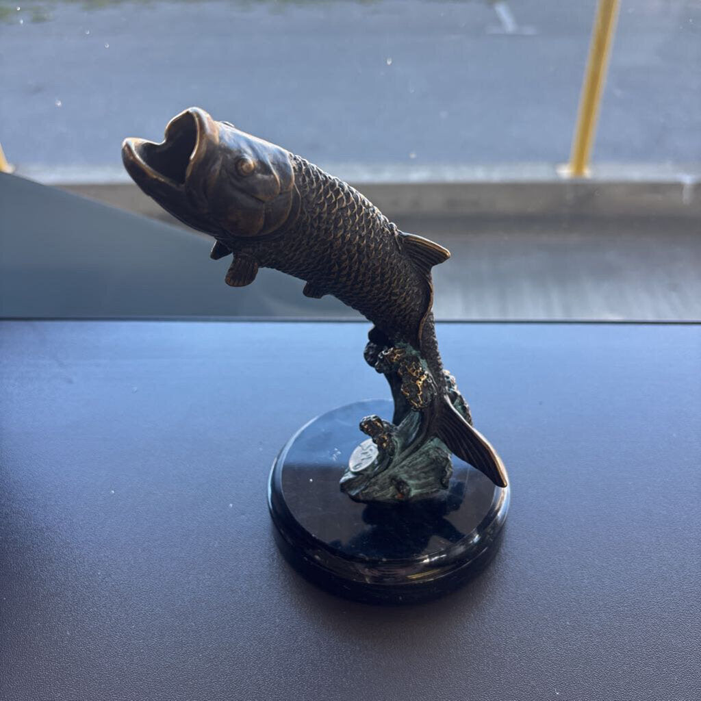Vintage Bronze jumping fish