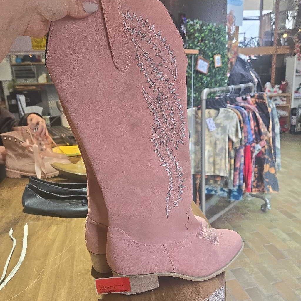 Pink Pleather Cowboy Boots Size 42
