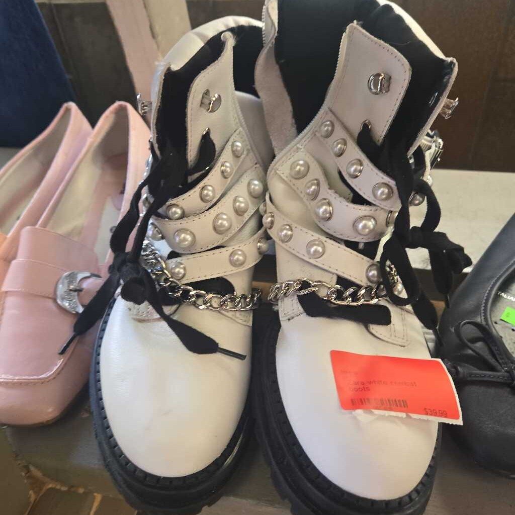 Zara white combat boots
