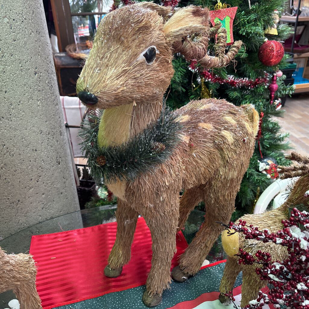 Large straw\woven deer figurine