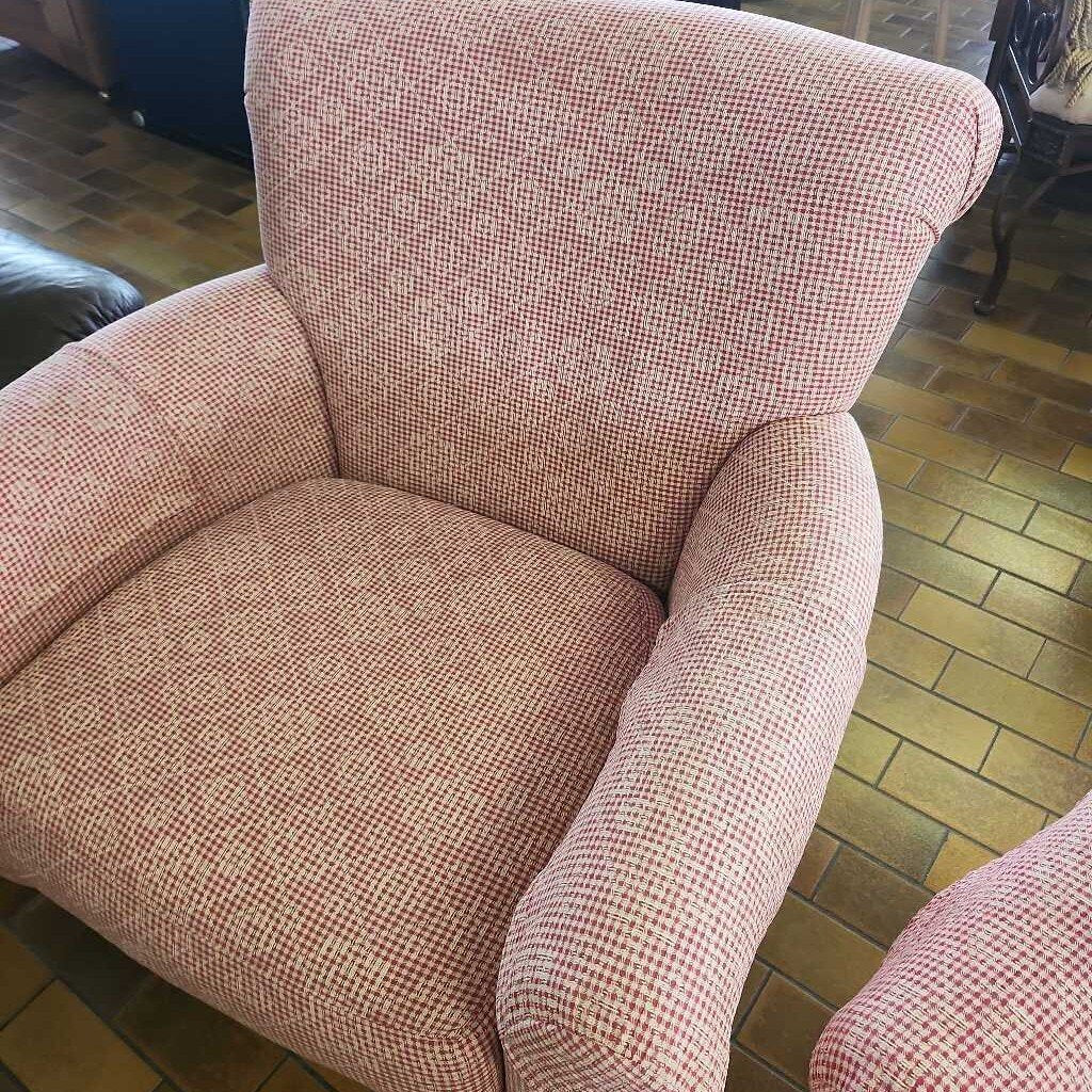 Red and White Checker Print ArmChair