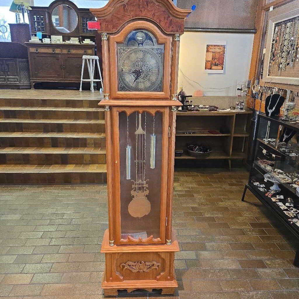 Light Wood Floor Standing Grandfather Clock