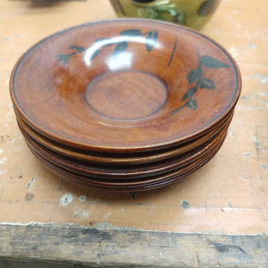Set of 5 Wooden Saucers