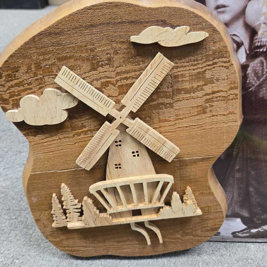 Wooden Wind Mill 3D Wall Art