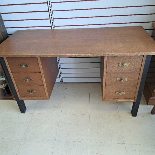 Vintage Wooden 6 Drawer Desk