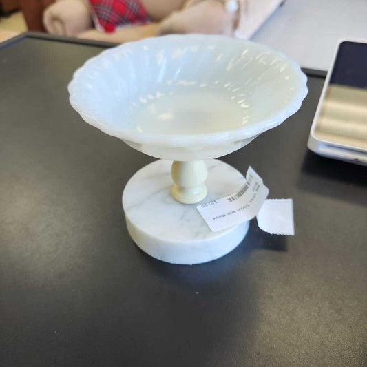Milk Glass Tricket With Marble Base