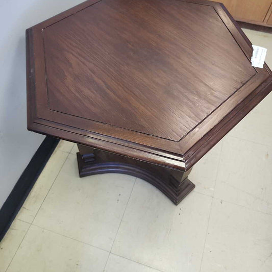Brown Hexagon Side Table
