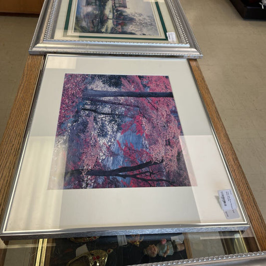 Tree and River Picture With Silver Frame