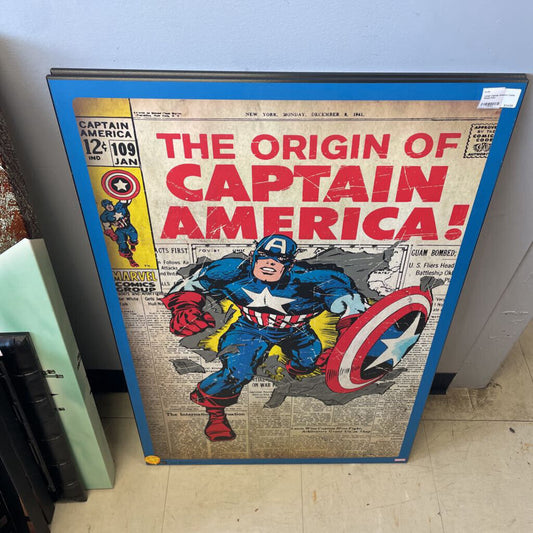 Large Captain America Comic Wood Print