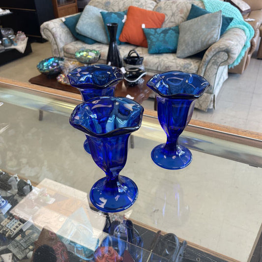 Vintage Cobalt Blue Ice Cream Glass
